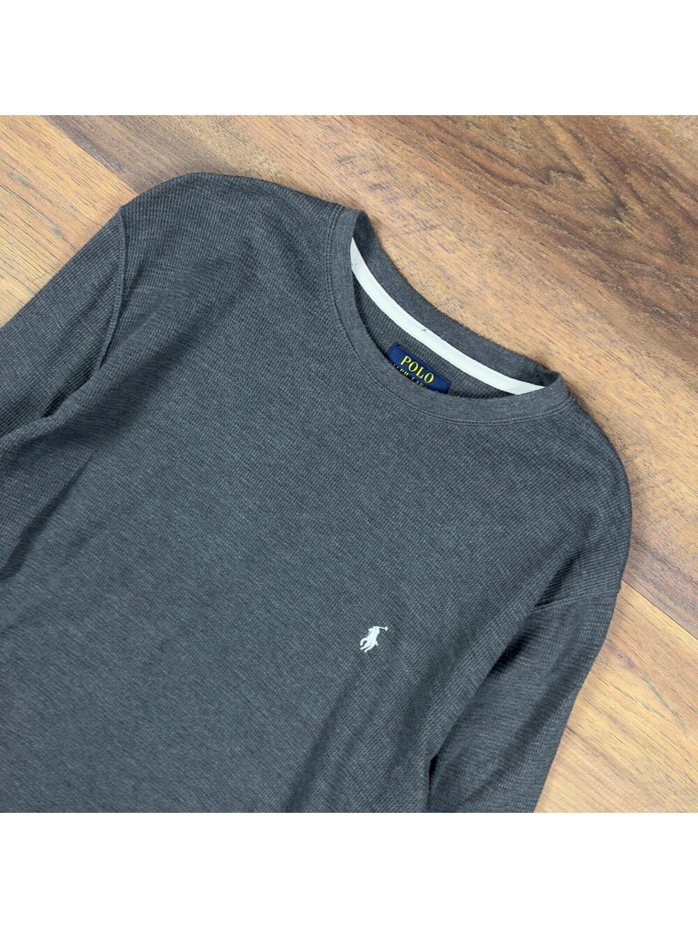 Polo Ralph Lauren Waffle Knit Thermal Shirt Mens L Charcoal